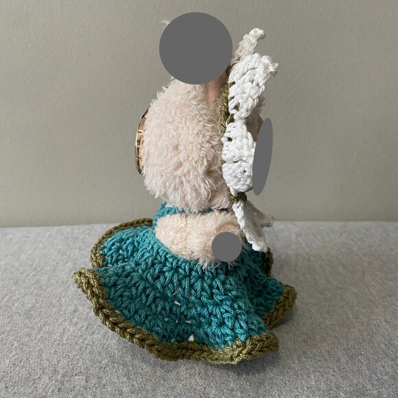 Handmade Crochet Sunflower Blue Green White Outfit for 17cm Doll 2-Piece Set - Picture 4 of 7